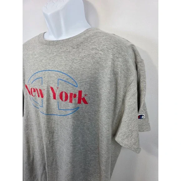 Champion New York Graphic T-Shirt Mens XL Gray Short Sleeve Athletic Tee Logo - Picture 2 of 7